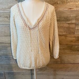 Tokyo Darling  women’s cream coloured short-sleeved sweater in size x-small